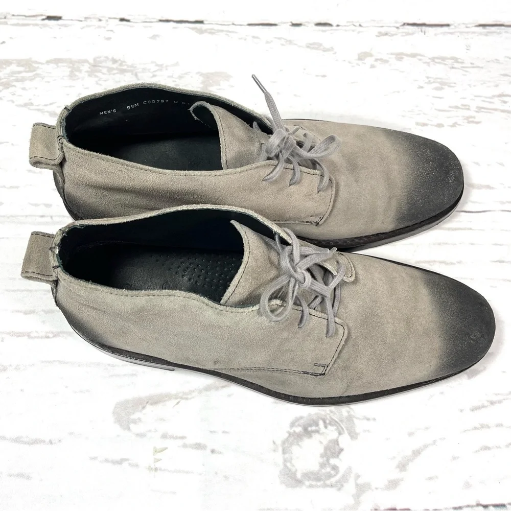 Cole Haan Mens Chukka Size 9.5M Gray Distressed Suede‎ Lace Up